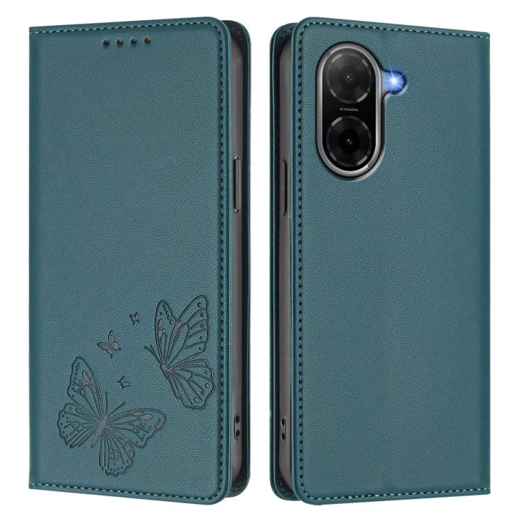 For Redmi A5 4G 173.3mm Strong Magnetic Dual Butterfly RFID Vegan Leather Phone Case