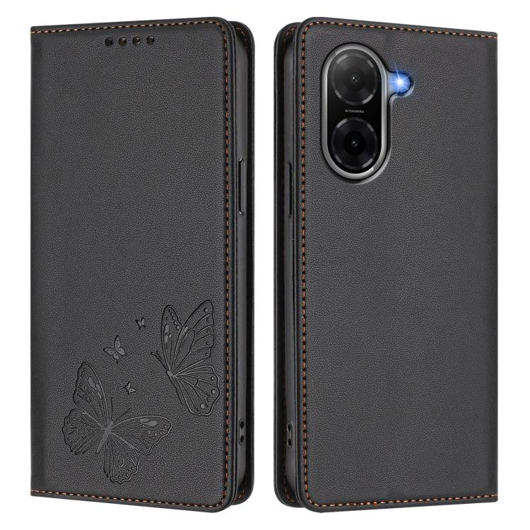 For Redmi A5 4G 173.3mm Strong Magnetic Dual Butterfly RFID Vegan Leather Phone Case