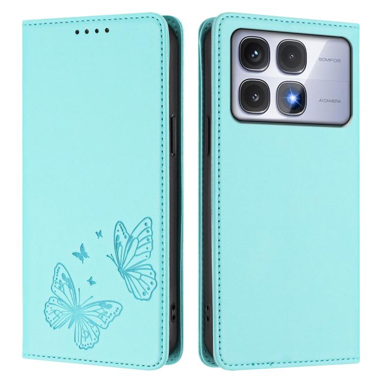 For Redmi K70 Ultra Strong Magnetic Dual Butterfly RFID Vegan Leather Phone Case