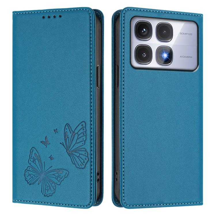 For Redmi K70 Ultra Strong Magnetic Dual Butterfly RFID Vegan Leather Phone Case