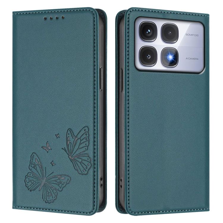 For Redmi K70 Ultra Strong Magnetic Dual Butterfly RFID Vegan Leather Phone Case