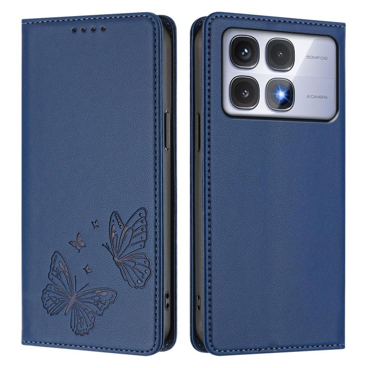 For Redmi K70 Ultra Strong Magnetic Dual Butterfly RFID Vegan Leather Phone Case