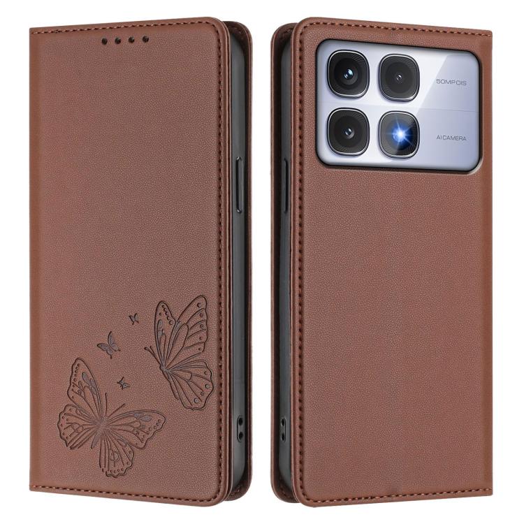 For Redmi K70 Ultra Strong Magnetic Dual Butterfly RFID Vegan Leather Phone Case