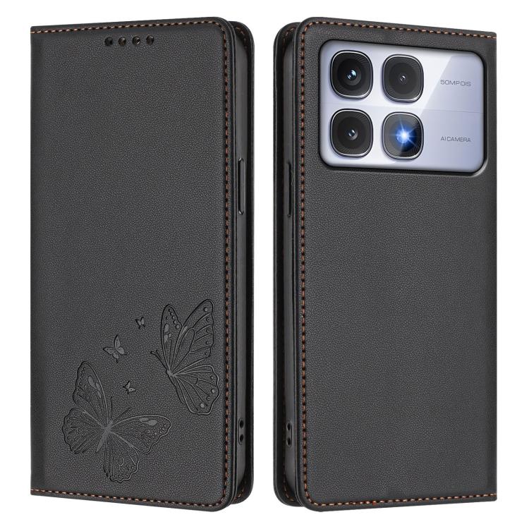 For Redmi K70 Ultra Strong Magnetic Dual Butterfly RFID Vegan Leather Phone Case