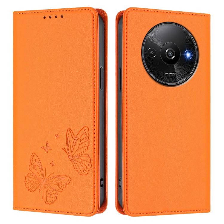 For Redmi A3 / A3x / Poco C61 Strong Magnetic Dual Butterfly RFID Vegan Leather Phone Case