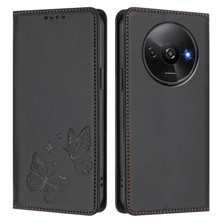 For Redmi A3 / A3x / Poco C61 Strong Magnetic Dual Butterfly RFID Vegan Leather Phone Case