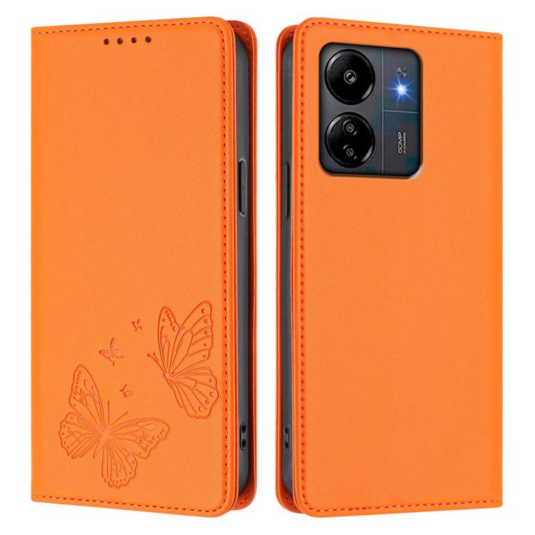 For Redmi 13C 4G / 5G / Poco C65 Strong Magnetic Dual Butterfly RFID Vegan Leather Phone Case