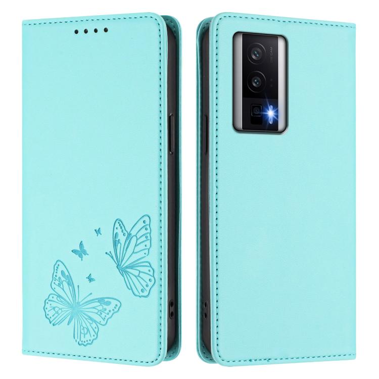 For Redmi K60 / K60 Pro / Poco F5 Pro Strong Magnetic Dual Butterfly RFID Vegan Leather Phone Case