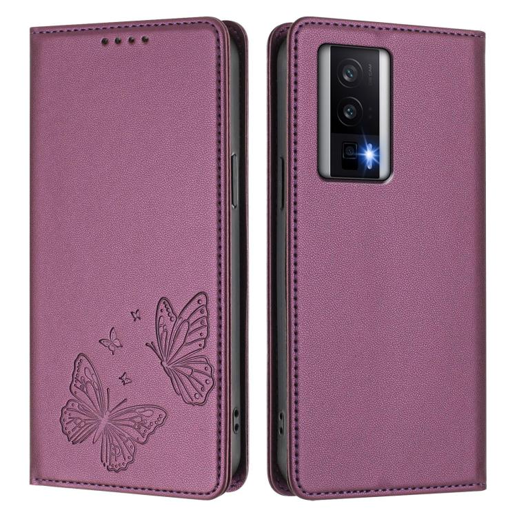 For Redmi K60 / K60 Pro / Poco F5 Pro Strong Magnetic Dual Butterfly RFID Vegan Leather Phone Case