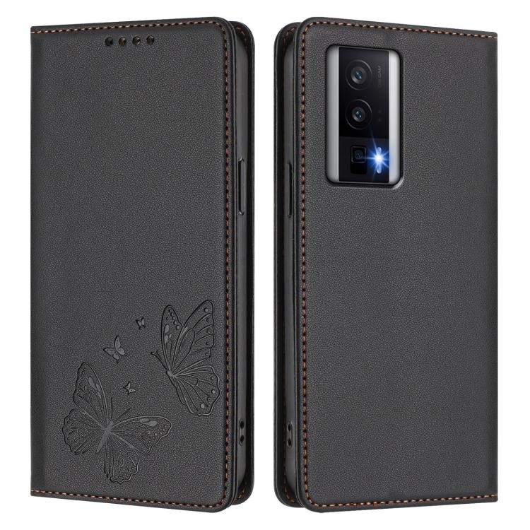 For Redmi K60 / K60 Pro / Poco F5 Pro Strong Magnetic Dual Butterfly RFID Vegan Leather Phone Case