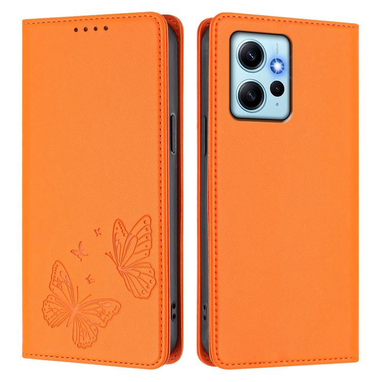 For Redmi Note 12 4G Global Strong Magnetic Dual Butterfly RFID Vegan Leather Phone Case