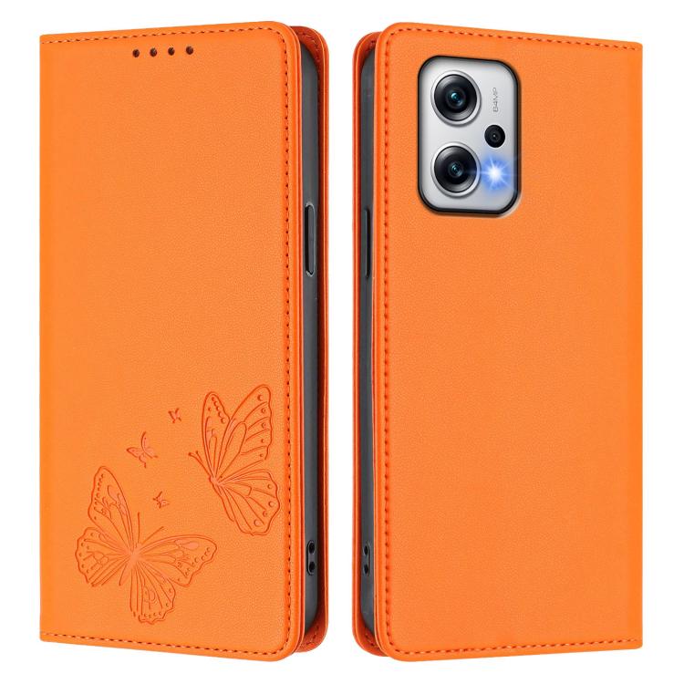 For Redmi Note 12T Pro / Poco X4 GT 5G Strong Magnetic Dual Butterfly RFID Vegan Leather Phone Case