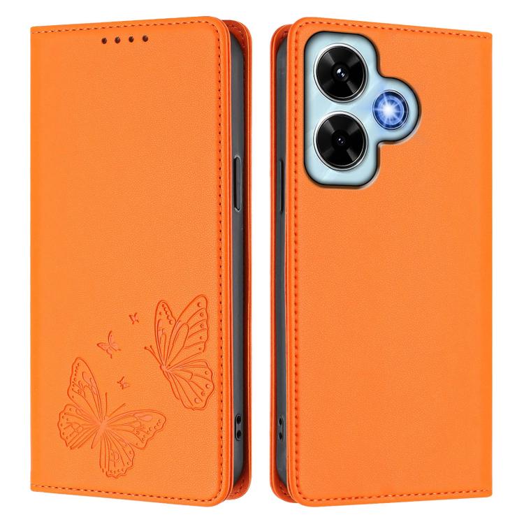 For Redmi Note 13 4G Strong Magnetic Dual Butterfly RFID Vegan Leather Phone Case