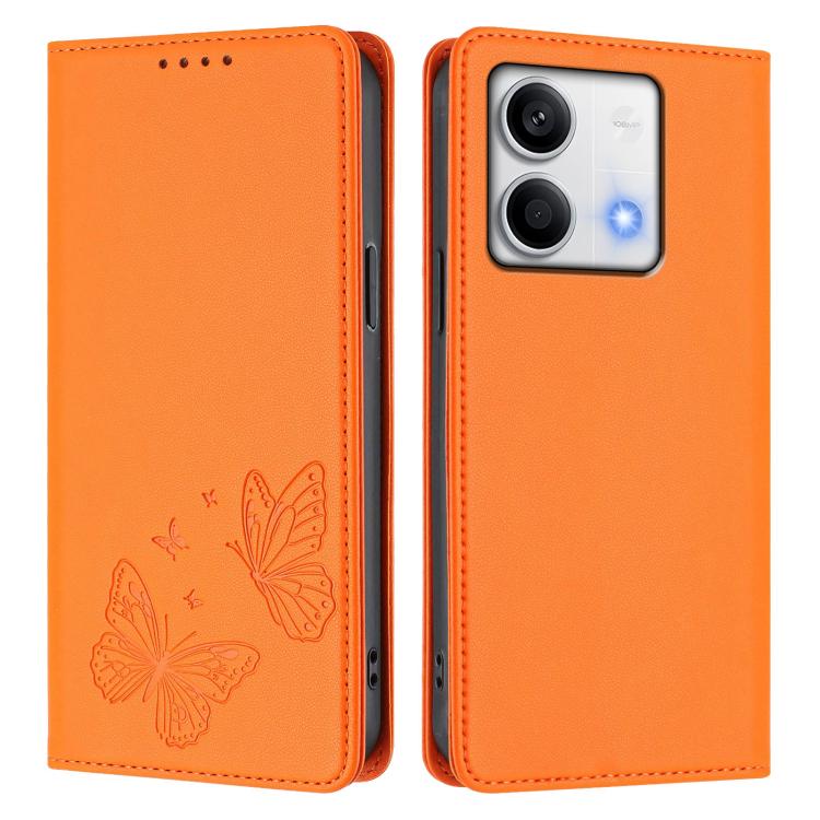 For Redmi Note 13 5G Strong Magnetic Dual Butterfly RFID Vegan Leather Phone Case