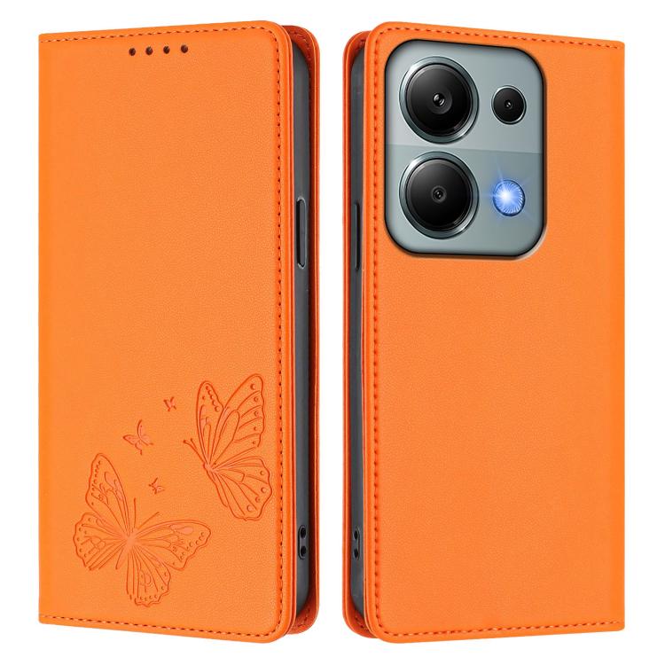 For Redmi Note 14S 4G / Note 13 Pro 4G Strong Magnetic Dual Butterfly RFID Vegan Leather Phone Case