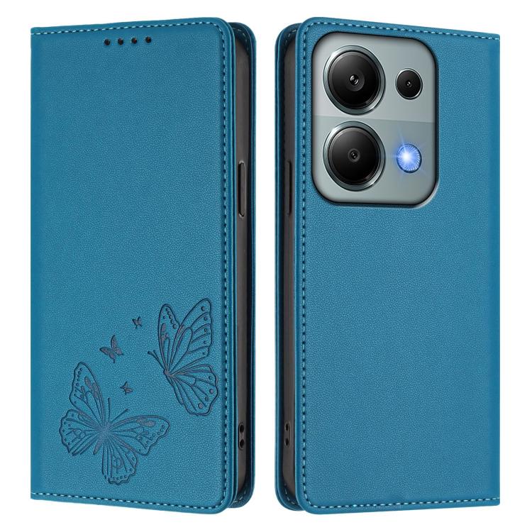For Redmi Note 14S 4G / Note 13 Pro 4G Strong Magnetic Dual Butterfly RFID Vegan Leather Phone Case