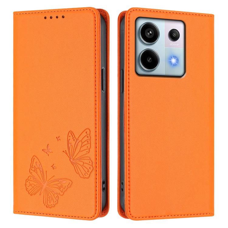 For Redmi Note 13 Pro 5G / Poco X6 Strong Magnetic Dual Butterfly RFID Vegan Leather Phone Case