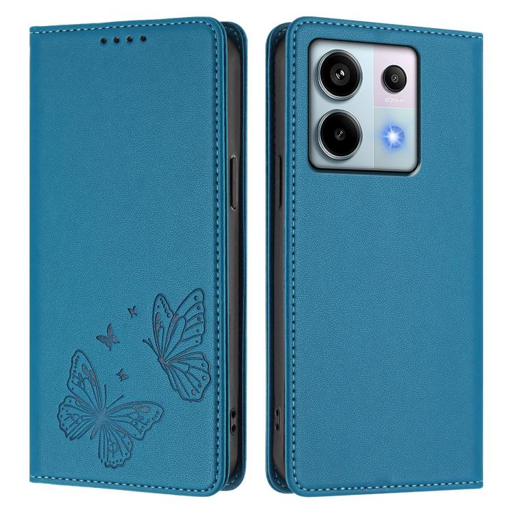 For Redmi Note 13 Pro 5G / Poco X6 Strong Magnetic Dual Butterfly RFID Vegan Leather Phone Case