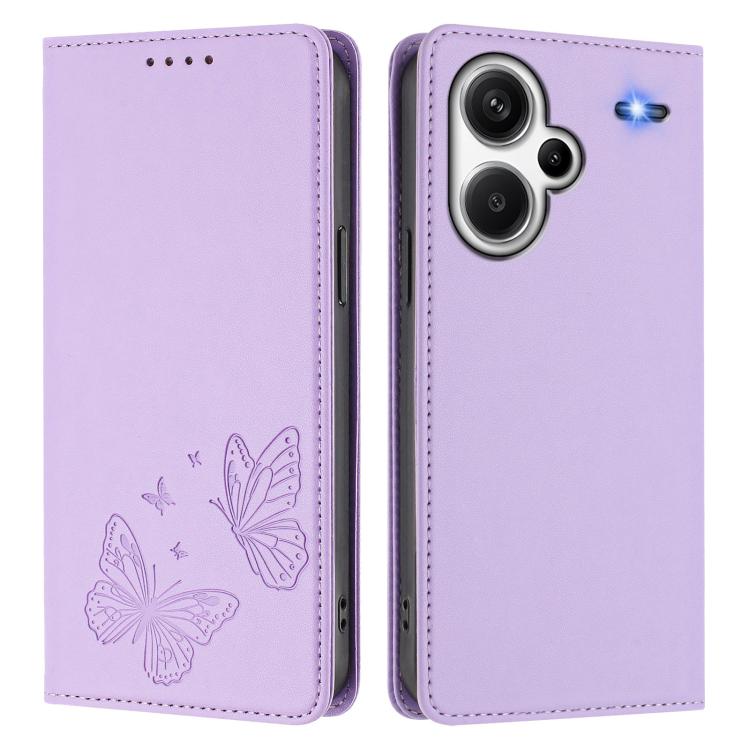 For Redmi Note 13 Pro+ 5G Strong Magnetic Dual Butterfly RFID Vegan Leather Phone Case