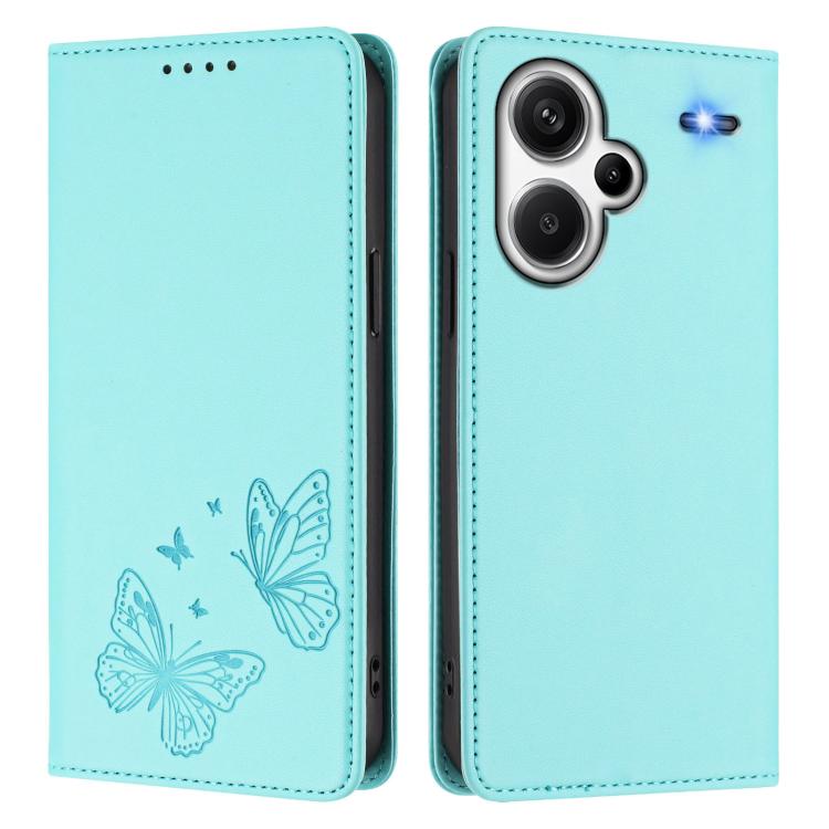 For Redmi Note 13 Pro+ 5G Strong Magnetic Dual Butterfly RFID Vegan Leather Phone Case