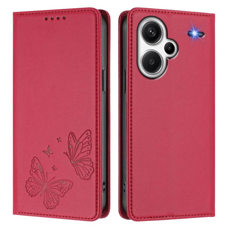 For Redmi Note 13 Pro+ 5G Strong Magnetic Dual Butterfly RFID Vegan Leather Phone Case