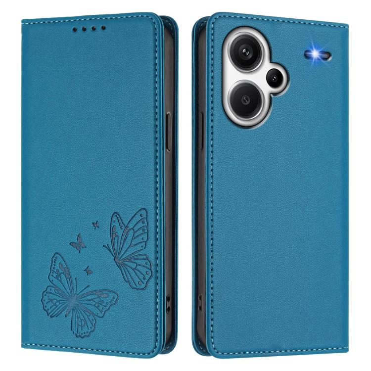For Redmi Note 13 Pro+ 5G Strong Magnetic Dual Butterfly RFID Vegan Leather Phone Case