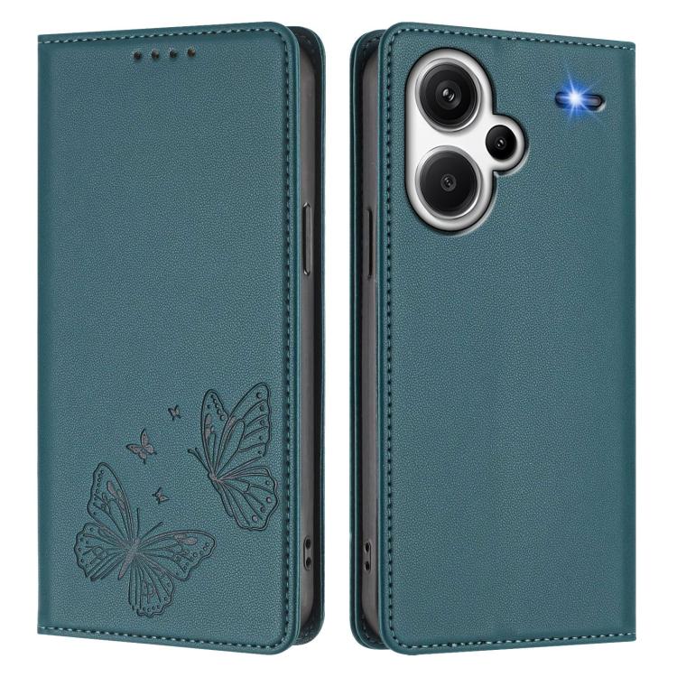 For Redmi Note 13 Pro+ 5G Strong Magnetic Dual Butterfly RFID Vegan Leather Phone Case