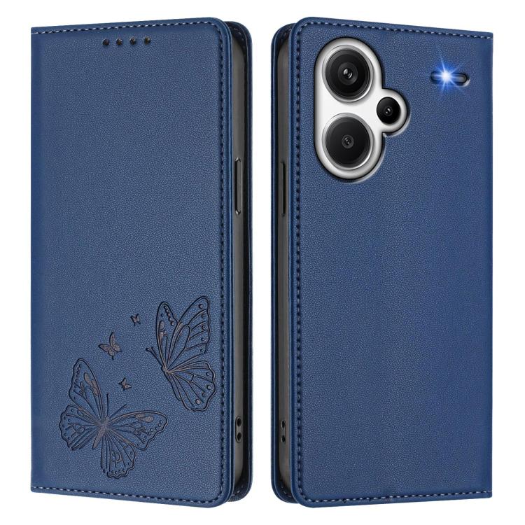 For Redmi Note 13 Pro+ 5G Strong Magnetic Dual Butterfly RFID Vegan Leather Phone Case