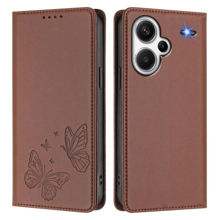 For Redmi Note 13 Pro+ 5G Strong Magnetic Dual Butterfly RFID Vegan Leather Phone Case