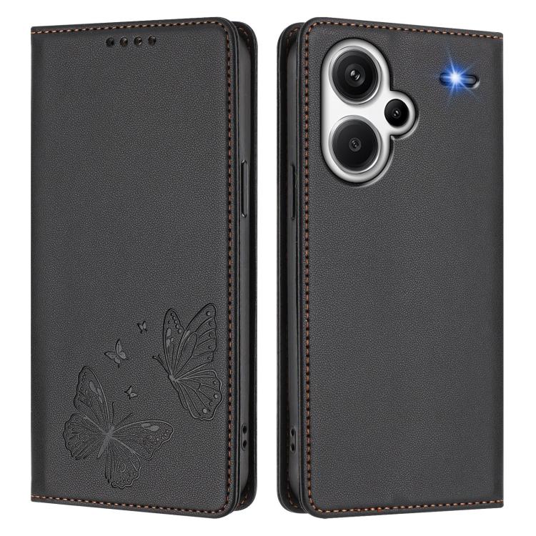 For Redmi Note 13 Pro+ 5G Strong Magnetic Dual Butterfly RFID Vegan Leather Phone Case