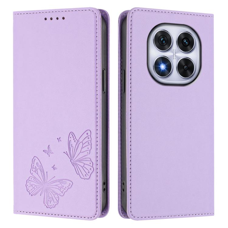For Redmi Note 14 Pro 4G Strong Magnetic Dual Butterfly RFID Vegan Leather Phone Case