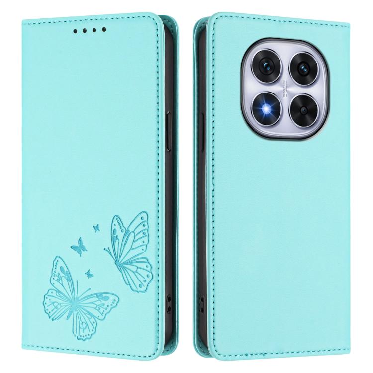 For Redmi Note 14 Pro 4G Strong Magnetic Dual Butterfly RFID Vegan Leather Phone Case