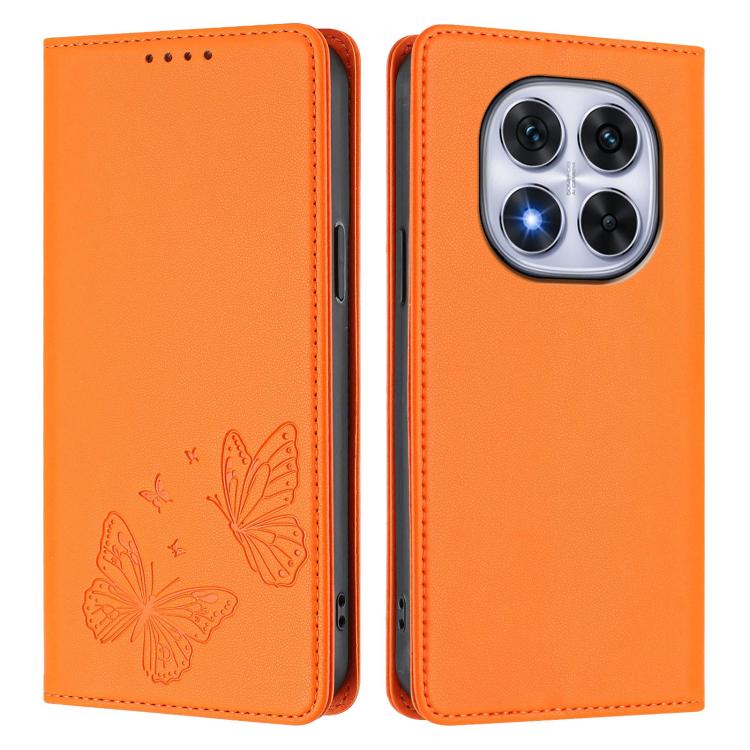 For Redmi Note 14 Pro 4G Strong Magnetic Dual Butterfly RFID Vegan Leather Phone Case