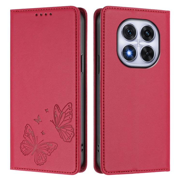 For Redmi Note 14 Pro 4G Strong Magnetic Dual Butterfly RFID Vegan Leather Phone Case
