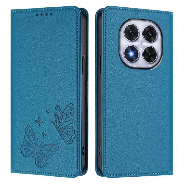 For Redmi Note 14 Pro 4G Strong Magnetic Dual Butterfly RFID Vegan Leather Phone Case