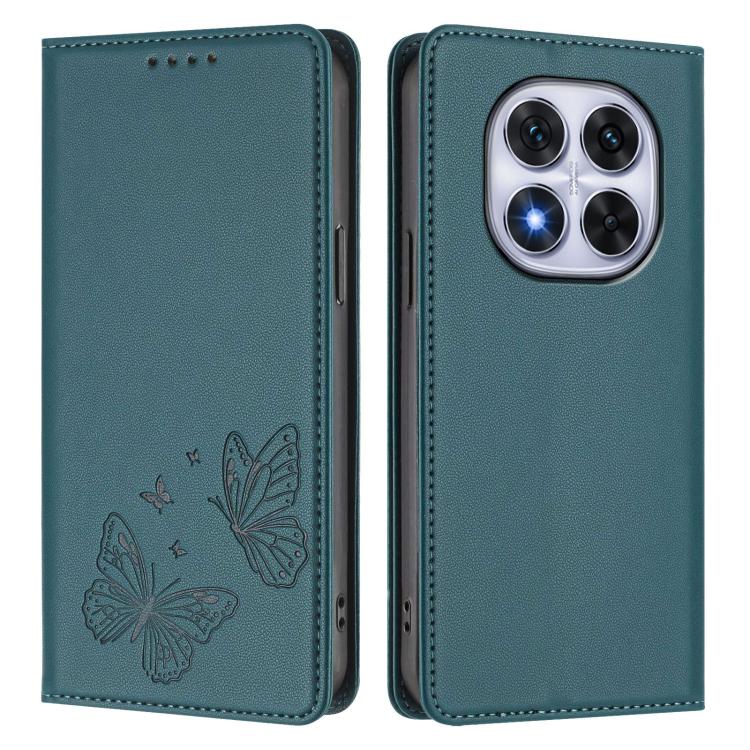 For Redmi Note 14 Pro 4G Strong Magnetic Dual Butterfly RFID Vegan Leather Phone Case
