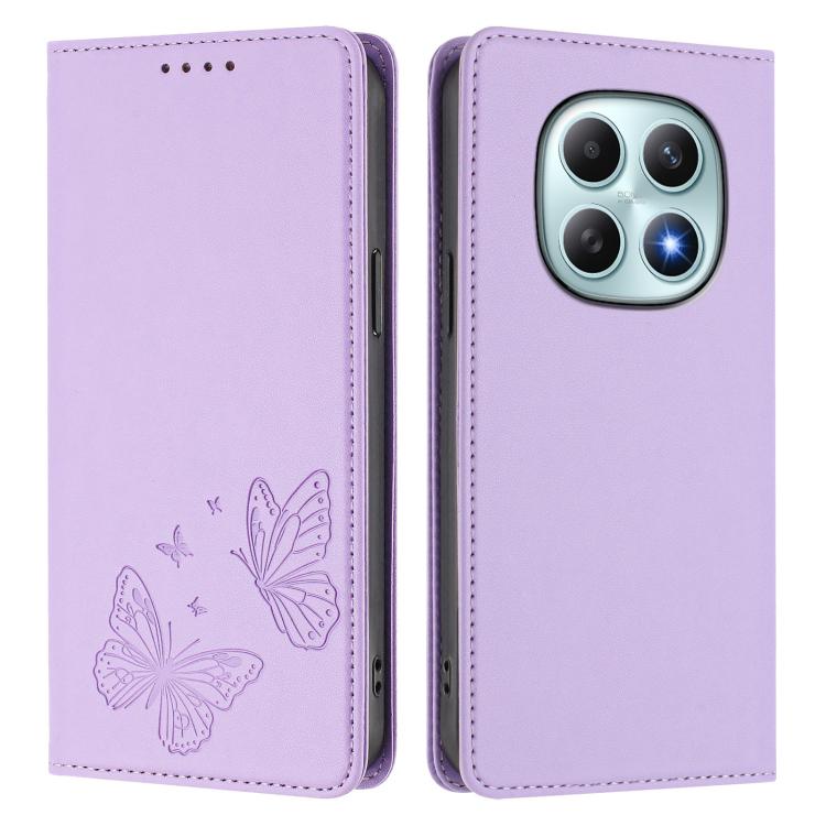 For Redmi Note 15 5G / 4G 164mm / Poco M8 5G Strong Magnetic Dual Butterfly RFID Vegan Leather Phone Case
