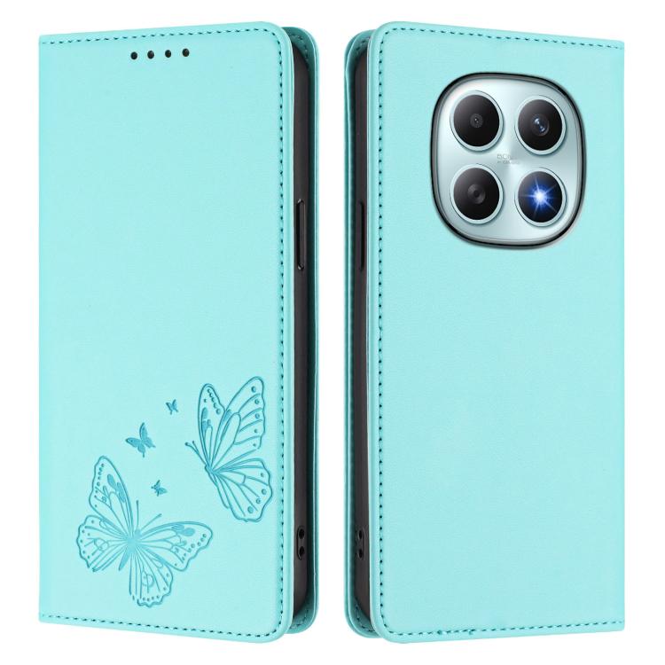 For Redmi Note 15 5G / 4G 164mm / Poco M8 5G Strong Magnetic Dual Butterfly RFID Vegan Leather Phone Case