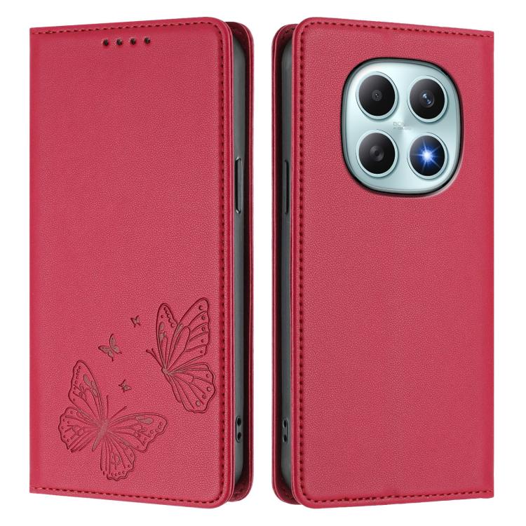 For Redmi Note 15 5G / 4G 164mm / Poco M8 5G Strong Magnetic Dual Butterfly RFID Vegan Leather Phone Case
