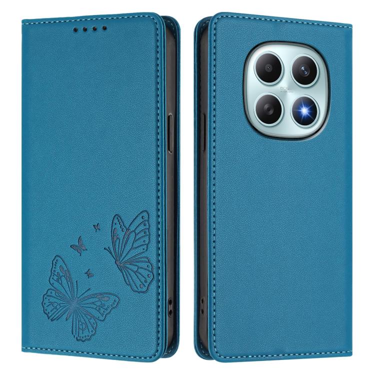For Redmi Note 15 5G / 4G 164mm / Poco M8 5G Strong Magnetic Dual Butterfly RFID Vegan Leather Phone Case