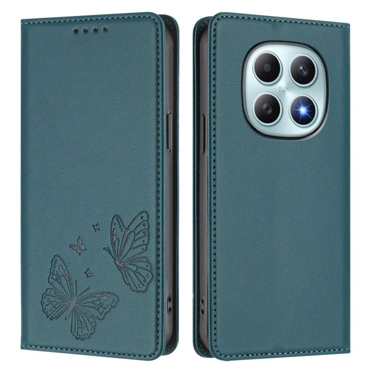 For Redmi Note 15 5G / 4G 164mm / Poco M8 5G Strong Magnetic Dual Butterfly RFID Vegan Leather Phone Case