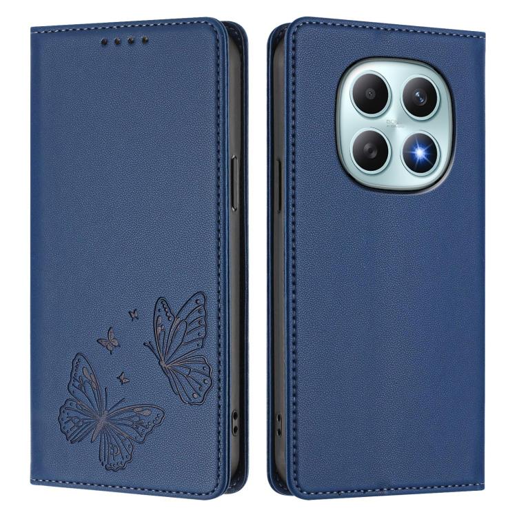For Redmi Note 15 5G / 4G 164mm / Poco M8 5G Strong Magnetic Dual Butterfly RFID Vegan Leather Phone Case