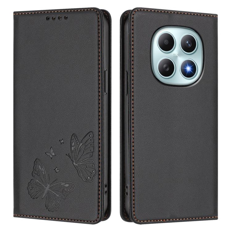 For Redmi Note 15 5G / 4G 164mm / Poco M8 5G Strong Magnetic Dual Butterfly RFID Vegan Leather Phone Case