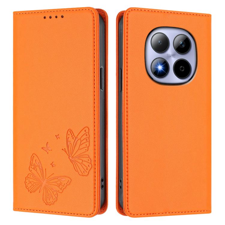 For Redmi Note 15 Pro 4G Global 163.2mm Strong Magnetic Dual Butterfly RFID Vegan Leather Phone Case