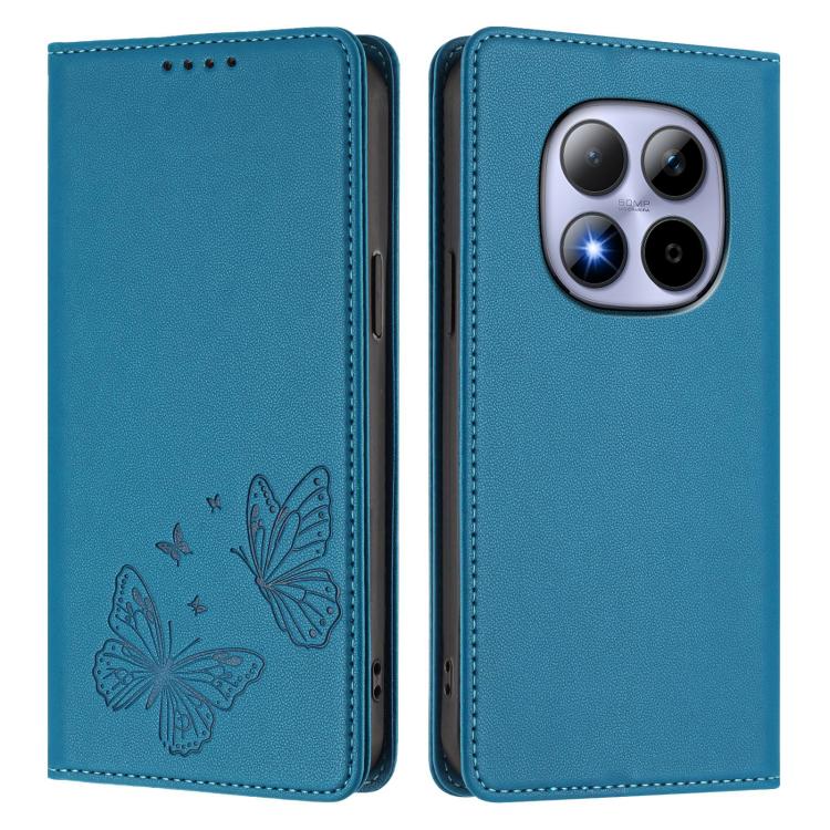 For Redmi Note 15 Pro 4G Global 163.2mm Strong Magnetic Dual Butterfly RFID Vegan Leather Phone Case