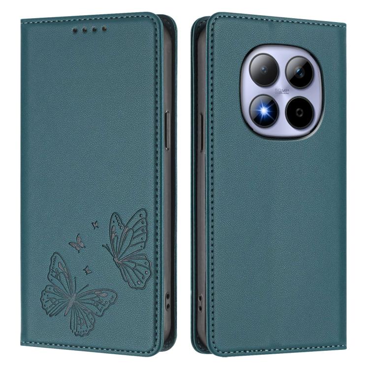 For Redmi Note 15 Pro 4G Global 163.2mm Strong Magnetic Dual Butterfly RFID Vegan Leather Phone Case