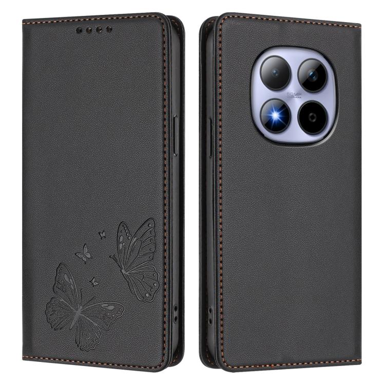 For Redmi Note 15 Pro 4G Global 163.2mm Strong Magnetic Dual Butterfly RFID Vegan Leather Phone Case