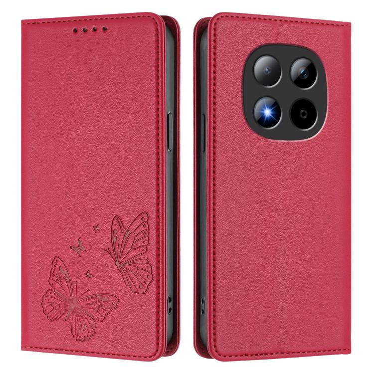 For Redmi Note 15 Pro 5G Global 163.6mm Strong Magnetic Dual Butterfly RFID Vegan Leather Phone Case