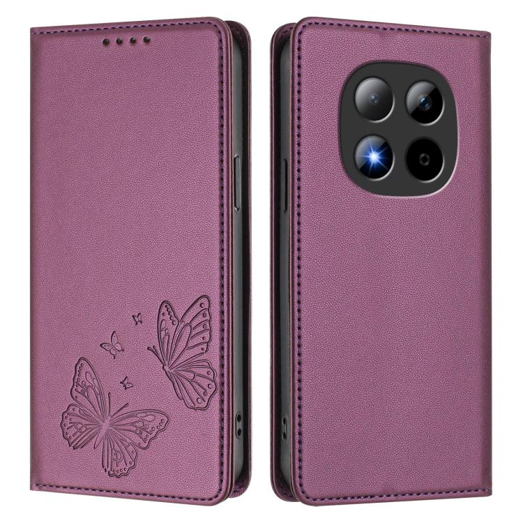 For Redmi Note 15 Pro 5G Global 163.6mm Strong Magnetic Dual Butterfly RFID Vegan Leather Phone Case
