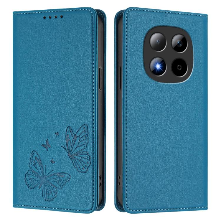 For Redmi Note 15 Pro 5G Global 163.6mm Strong Magnetic Dual Butterfly RFID Vegan Leather Phone Case
